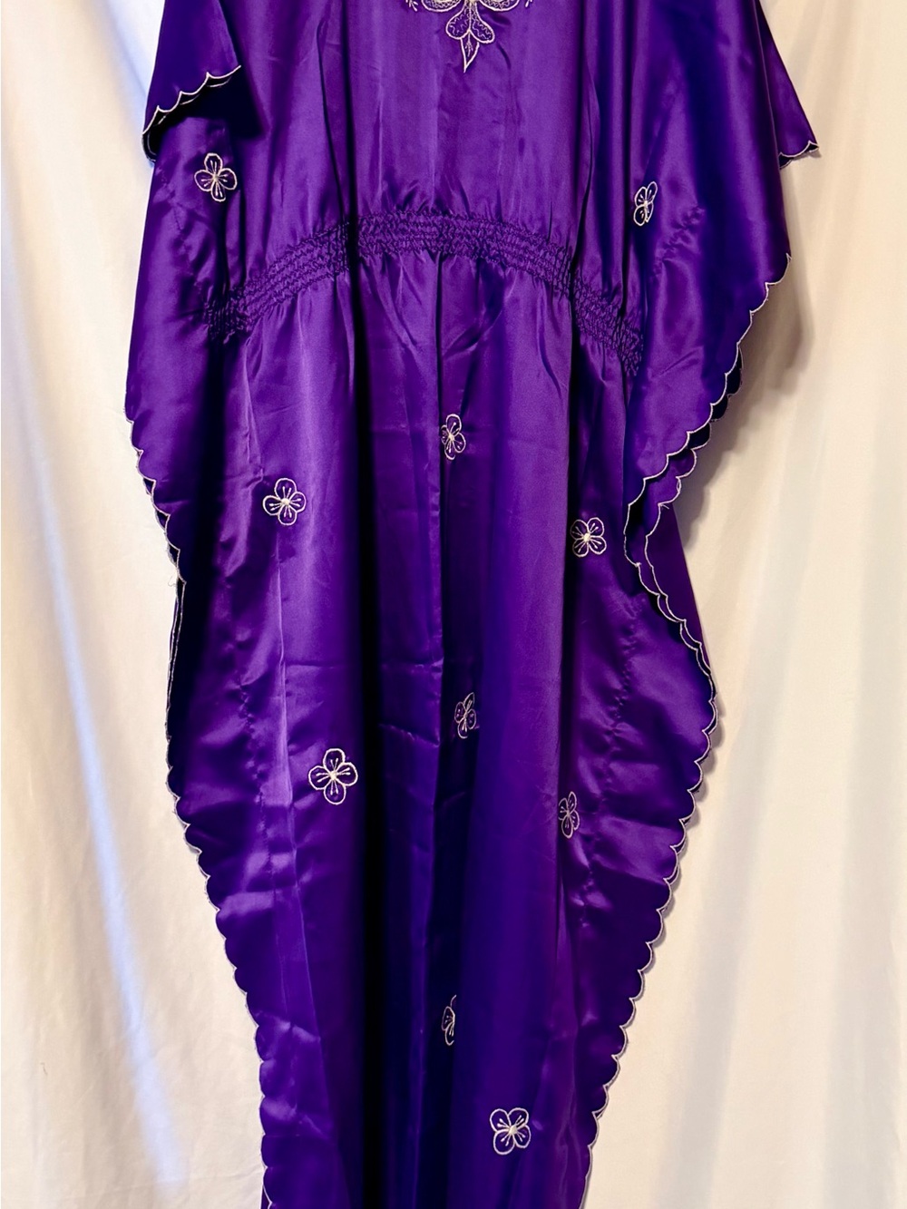 Women's Purple Embroidered Maxi Kaftan Dress